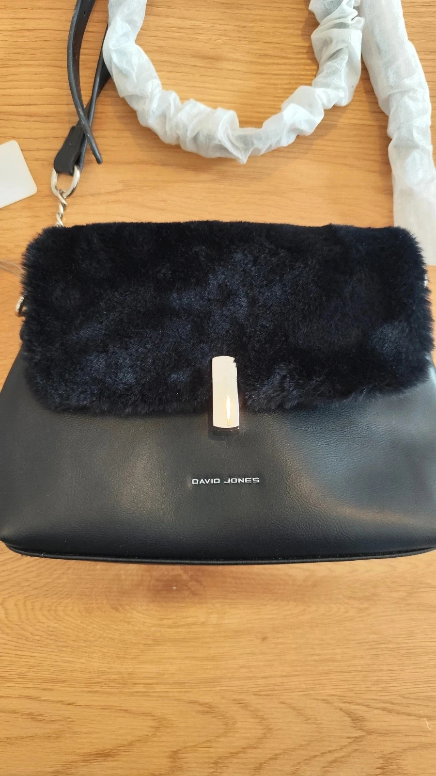 Bolsa transversal preta de couro sintético e pele sintética NOVA com etiqueta - David Jones – photo 7